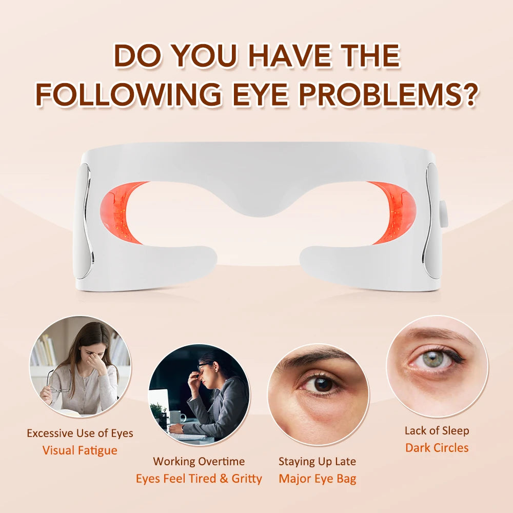 Eye Skincare Massager Vibration Red Light Therapy LED Eye Mask for Lines Wrinkles Dark Circle Removal Beauty Device