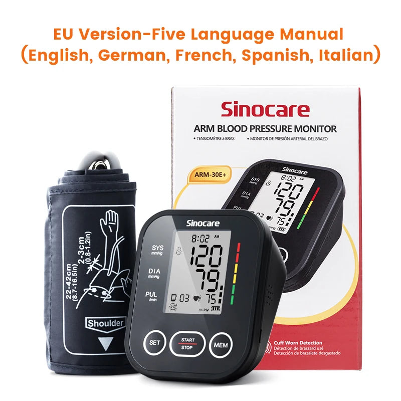 Blood Pressure Monitor Digital Sphygmomanometer Automatic Tensiometer Tonometer Home Medical Use Heart Rate Pulse Meter