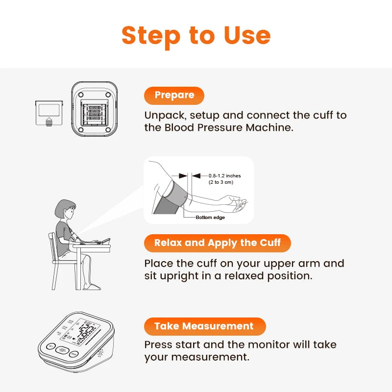 Blood Pressure Monitor Digital Sphygmomanometer Automatic Tensiometer Tonometer Home Medical Use Heart Rate Pulse Meter
